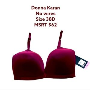 NEW : Donna Karan wireless brassiere dark red/plum size 38D
